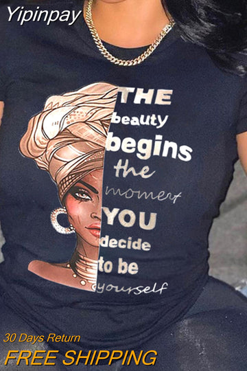 Yipinpay summer women's t shirt short sleeve Printed Letter Tops female clothing